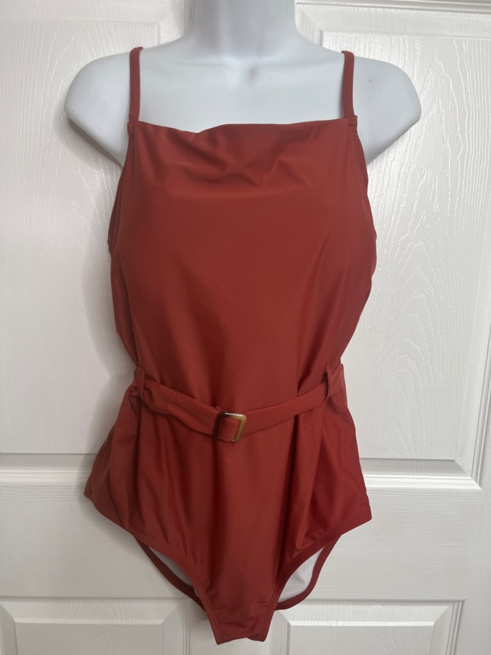 Rust One Piece Bathing Suit Retro Vibe with Belt Detail Size XL